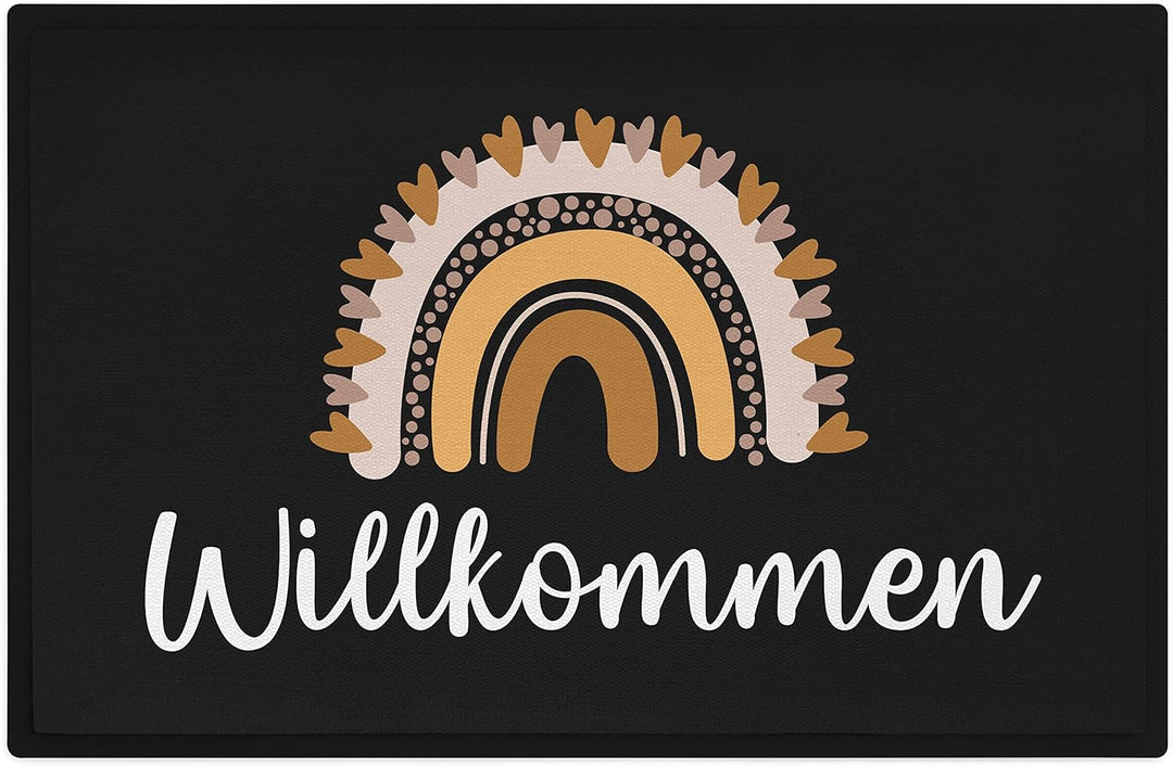 Trendation - Willkommen Herbst Braun Grafik Fussmatte Geschenk Schöne Fussmatte Aussen und Innenbere