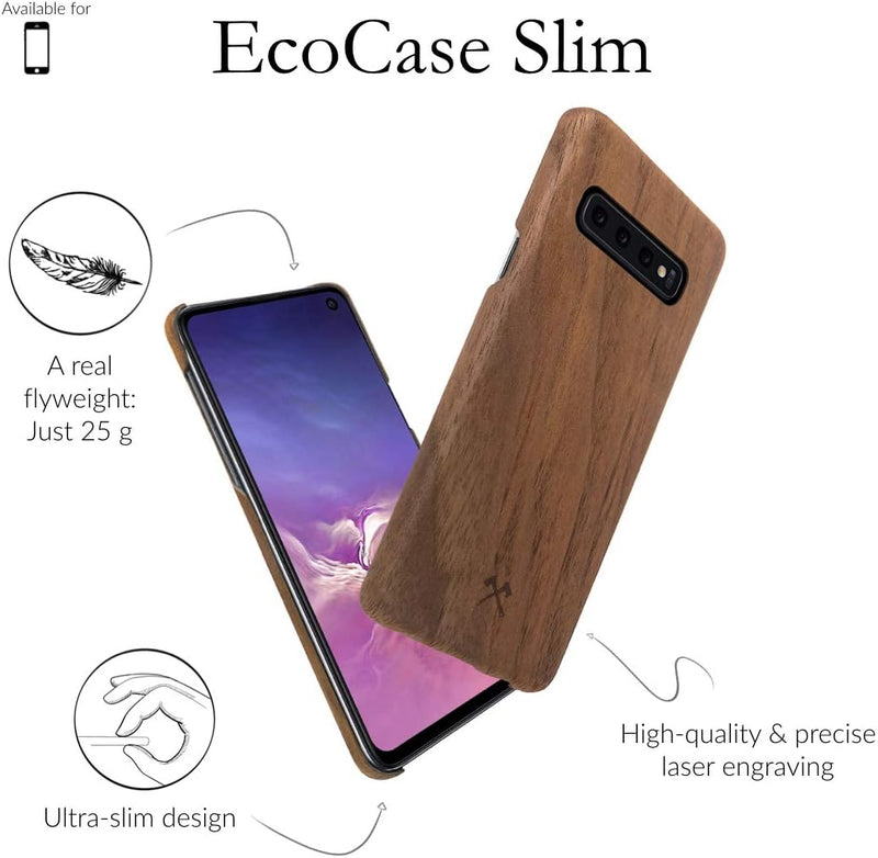 Woodcessories - Hülle kompatibel mit Samsung Galaxy S10 Plus aus Echtholz - EcoSlim Case (Walnuss)