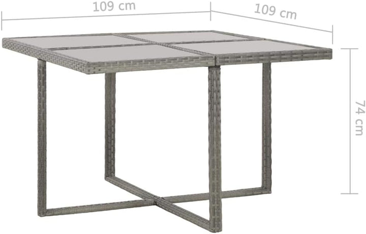 Tidyard Garten-Essgruppe 13-TLG. Poly Rattan Sitzgruppe Grau, inkl 1 Tisch + 4 Stühle + 8 Kissen, Ga