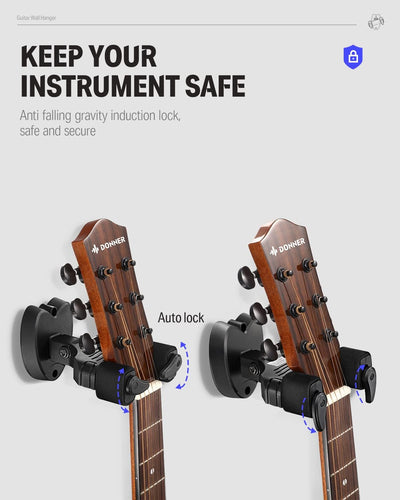 Donner Wandhalterung Gitarre Schwarz Gitarrenwandhalter Automatioschem Verschluss Gitarrenhalter Wan