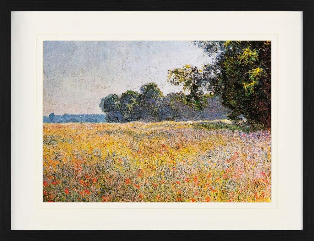 1art1 Claude Monet Poster Haferfeld Mit Mohnblumen, 1890 Gerahmtes Bild Mit Edlem Passepartout | Wan