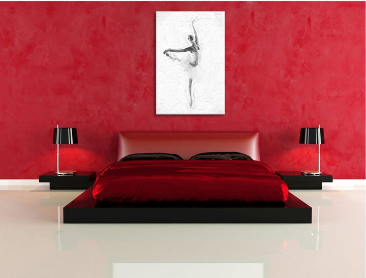 Pixxprint Ästhetische Ballerina als Leinwandbild/Grösse: 100x70 cm/Wandbild/Kunstdruck/fertig bespan