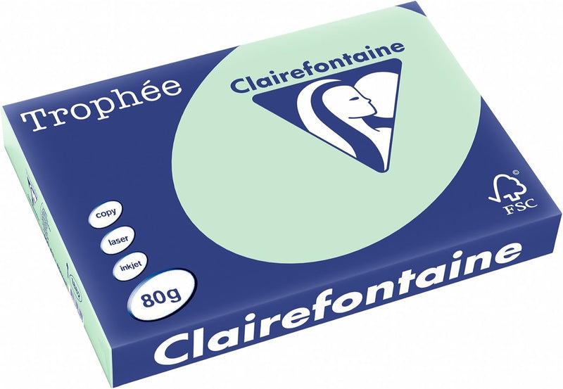 Clairefontaine 1882C - Ries Druckerpapier / Kopierpapier Trophee, Pastell Farben, DIN A3, 80g, 500 B