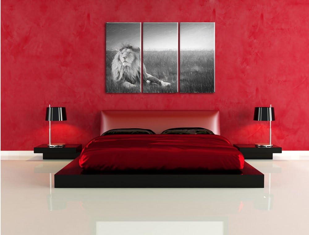 Pixxprint Majestätischer Löwe Kunst als Leinwandbild 3 teilig/Grösse: 3 Teilig (120x80) / Wandbild/K