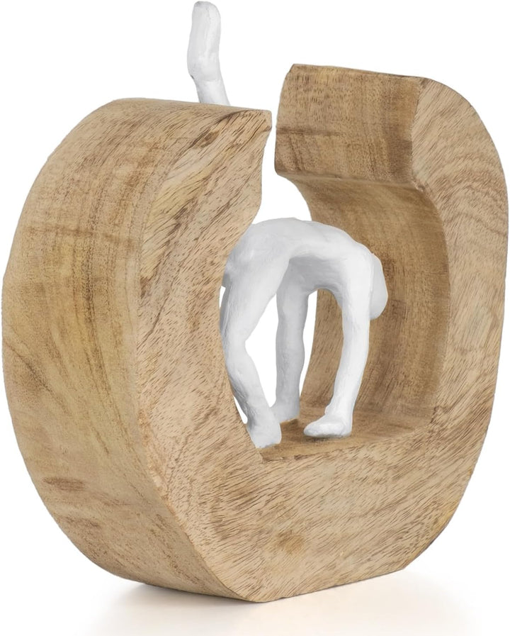 Moritz Skulptur I Yoga das Rad I 20,5 x 7 x 20,5 cm I Holzdeko I Skulpturen Deko I Modern I Wohnzimm