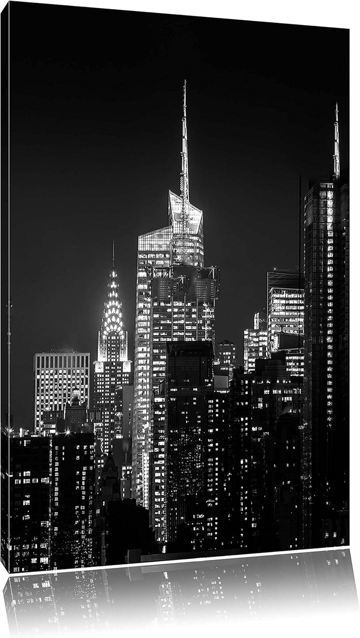Pixxprint New York von Oben schwarz weiss als Leinwandbild | Grösse: 100x70 | Wandbild| Kunstdruck |