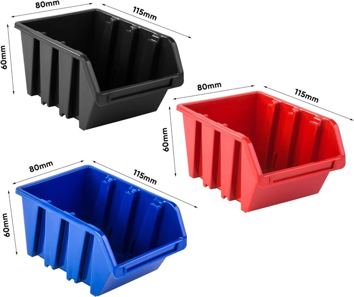 PAFEN Wandregal Stapelboxen - 772 x 780 mm – 81 Stück Boxen Werkstatt Lagersystem Schüttenregal (Rot