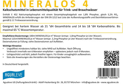 MINERALOS 4 Dosierlösung 20 Liter (Alternative zu BWT Mineralstoff Cillit Quantophos F4 / Impulsan H