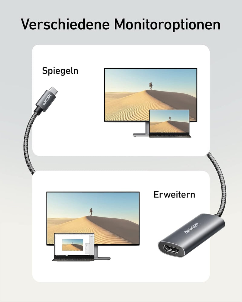 Anker USB C auf HDMI Adapter (8K@60Hz oder 4K@144Hz), 518 USB-C Adapter (8K HDMI), USB C to HDMI, fü