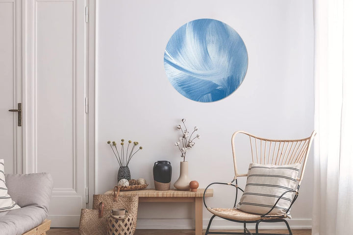MuchoWow Wandbild Rund Wanddeko Deko Wohnzimmer Bilder 60x60 cm Blau - Acrylfarbe - Gestaltung, 60x6