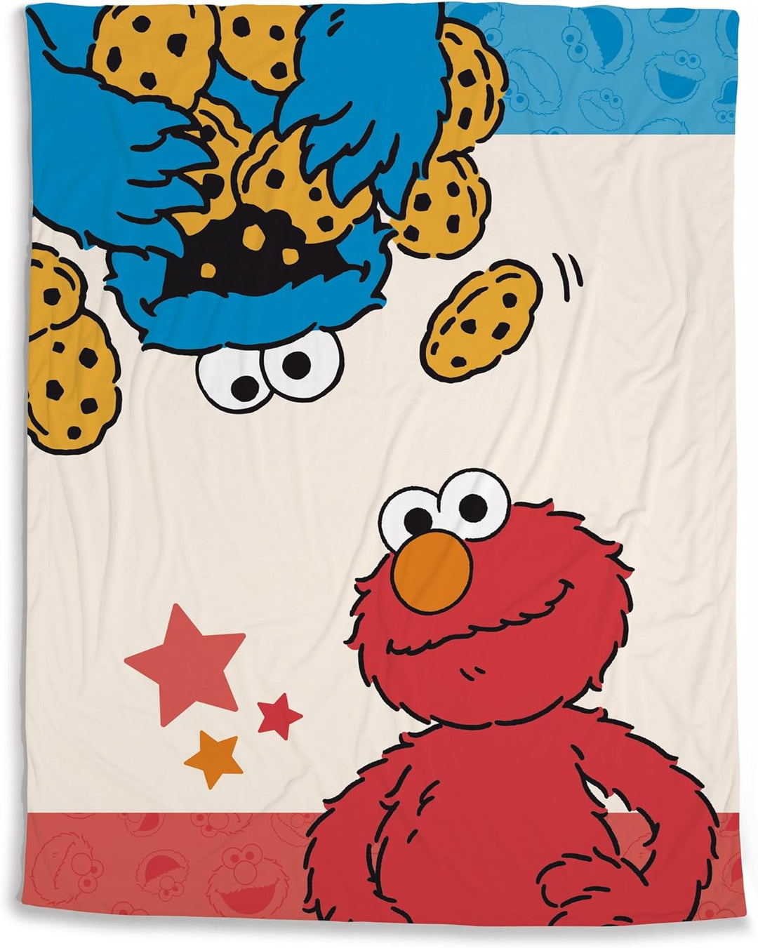 NICI 41978 Sesamstrasse Fleecedecke Krümelmonster und Elmo, Rot, 125 x 160cm
