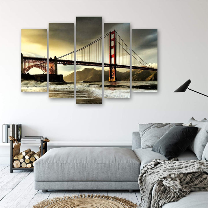 Feeby Frames, Leinwandbild, Bilder, Wand Bild - 5 Teile - Wandbilder, Kunstdruck XXL, TypA, 250x120