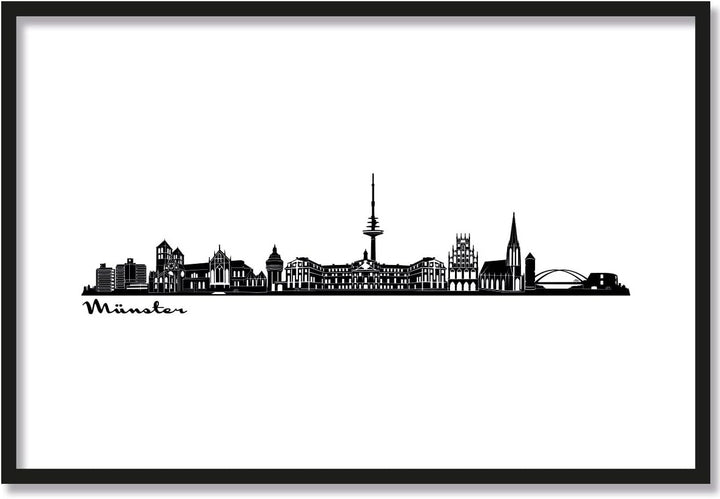 JUNIWORDS Poster mit/ohne Holzrahmen, Wähle ein Motiv, Skyline Münster, Wähle eine Grösse, 40 x 60 c