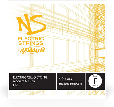 D'Addario NS516 Elektrik-Cello Einzelsaite 'Low F' mehrfach verdrillter Stahlkern Medium, Low F Stri