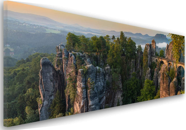 Feeby. Leinwandbild, Bilder, Wand Bild, Wandbilder, Kunstdruck 100x40 cm, BASTEI, SCHWEIZ, BERG, NAT