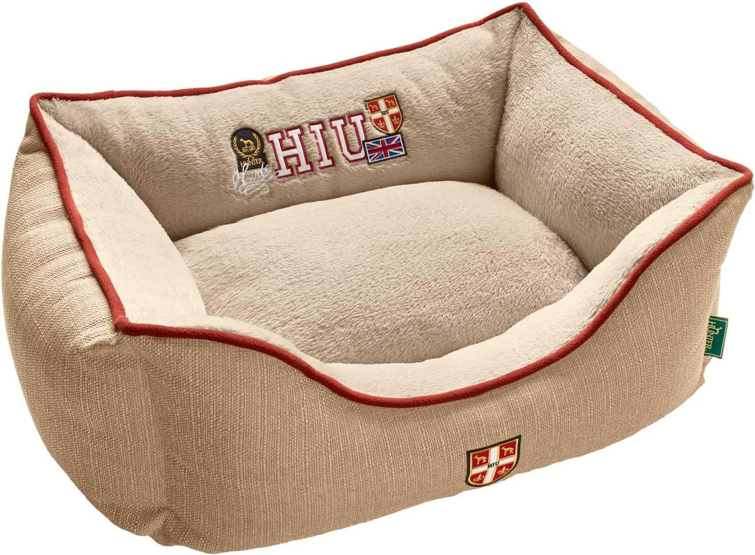 HUNTER Universtity Hundesofa, College-Style, Wendekissen, Plüschbesatz, 100 x 80 cm, beige beige 100