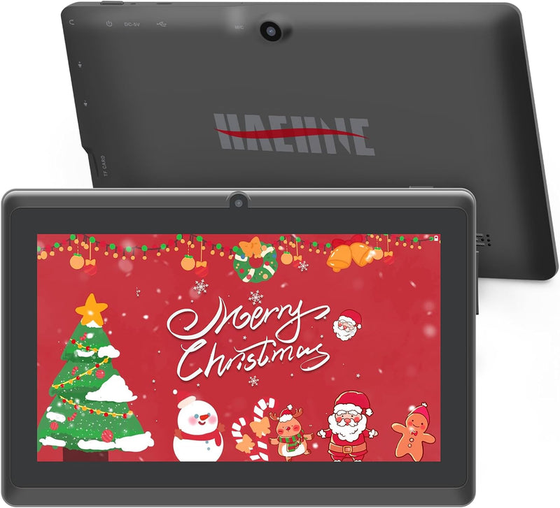 Haehne 7 Zoll Tablet PC mit Adapter, Android 5.0, Quad Core A33, 1GB RAM 8GB ROM, Dual Kameras, WiFi