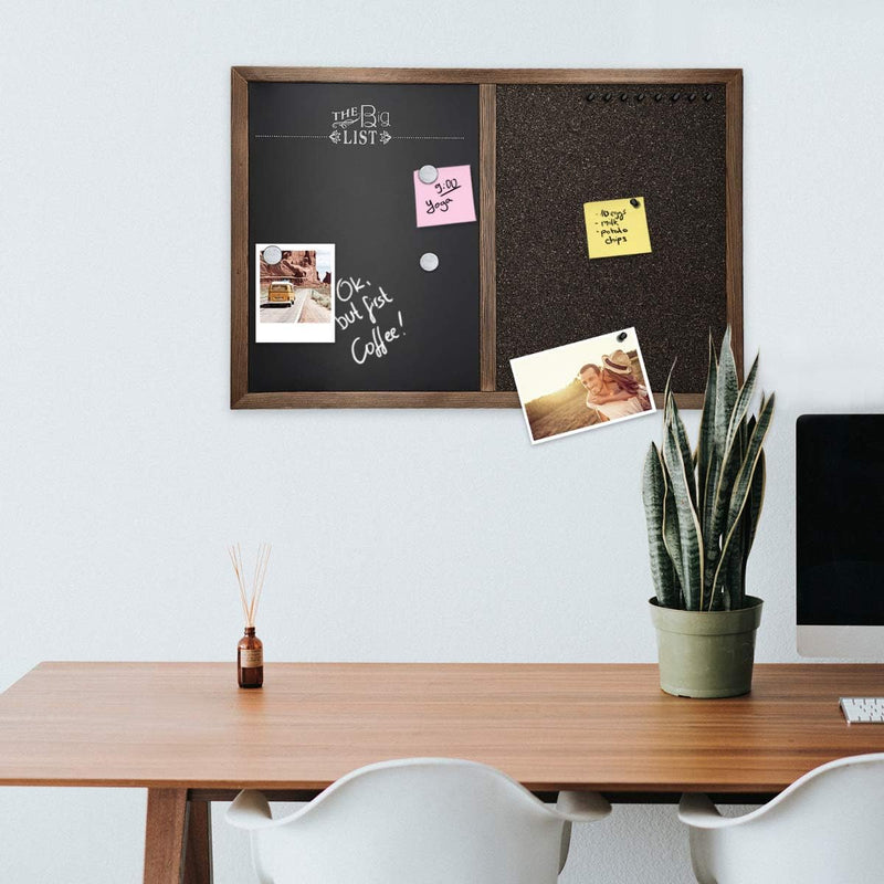 Navaris Kombitafel aus Kreidetafel und Kork Pinnwand - Memoboard 60x40 cm mit magnetischer Tafelfoli