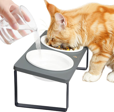 GUUSII HOME Futterstation Katzen Erhöht|Katzen Fressnapf Erhöht|Ergonomischer Katzennapf Erhöht Kera