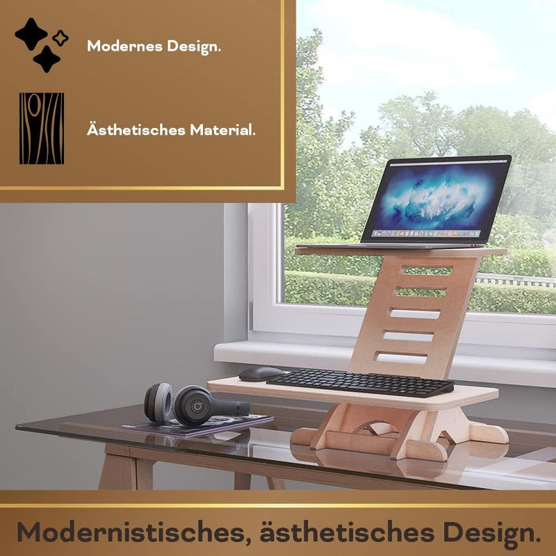 Stehschreibtisch Aufsatz | Stehpult Holz| Standing Desk | Ständer | Schreibtischaufsatz Holz | Stehp