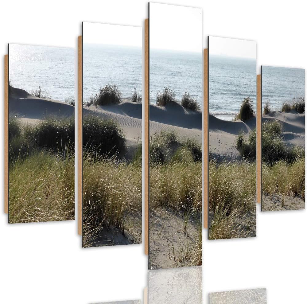 Bilder 5 Teilig Dünen Deco Panel Kunst Strand See Landschaft bunt 100x70 cm Deco panel 100x70 cm E,