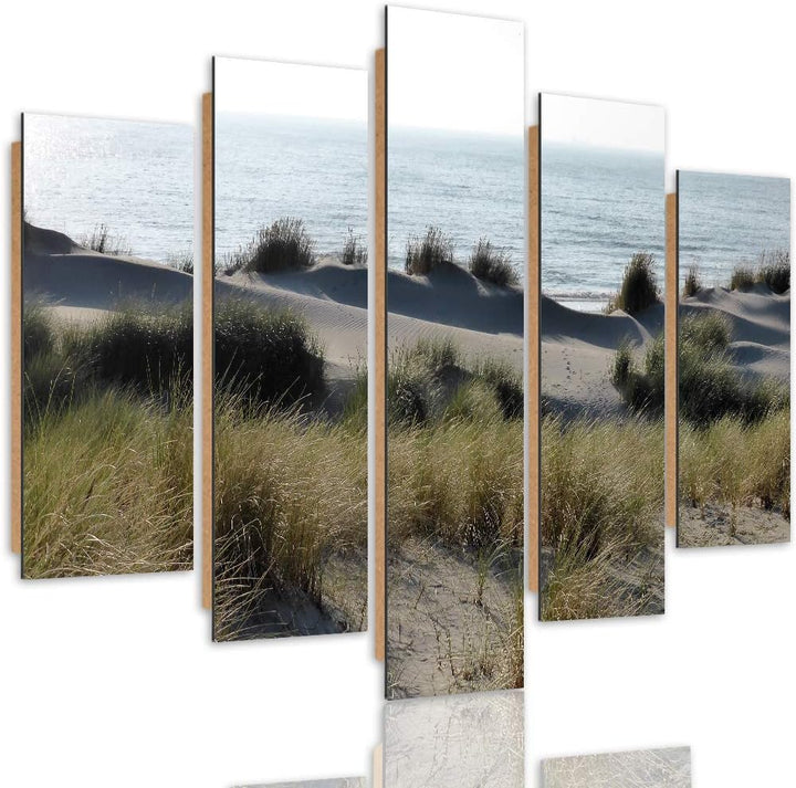 Bilder 5 Teilig Dünen Deco Panel Kunst Strand See Landschaft bunt 100x70 cm Deco panel 100x70 cm E,