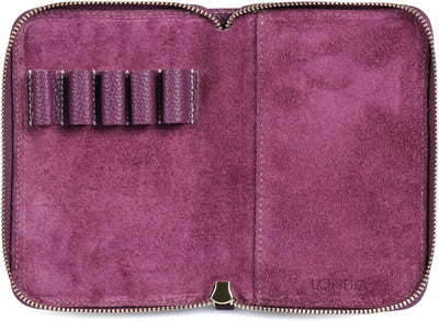 Londo Echtleder Padfolio mit Stifthalter Notepad und Reissverschluss Purple, Purple