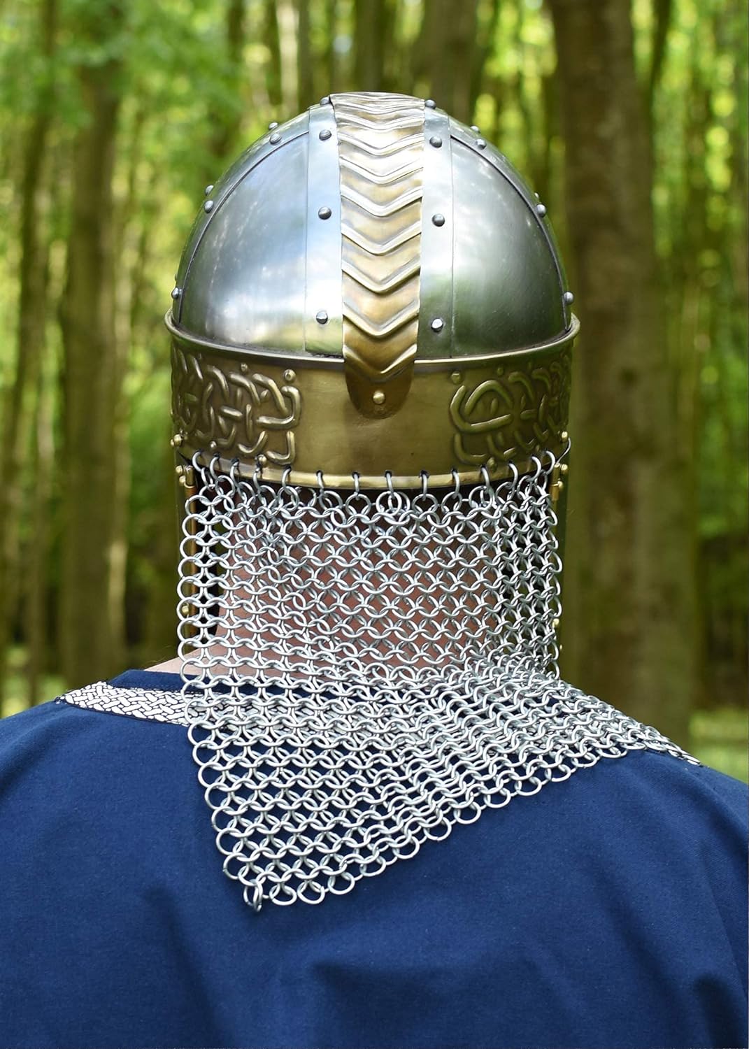 Battle-Merchant Brillenhelm Beowulf mit Wangenklappen und Kettenbrünne mit verstellbarem Lederinlay