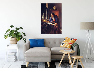 Johannes Vermeer - Der Geograph als Leinwandbild / Grösse: 100x70 cm / Wandbild / Kunstdruck / ferti