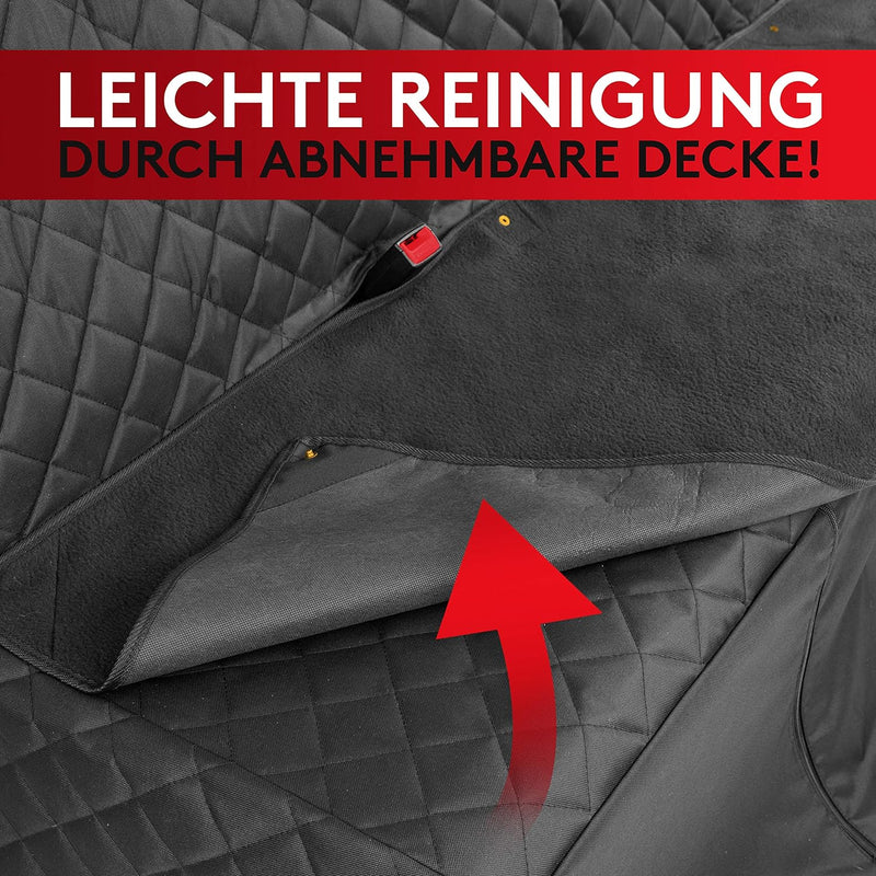 WhizProducts® Hundedecke für Auto Rückbank (mit Zusatz-Decke, Tasche & Sicherheitsgurt) – Wasserabwe