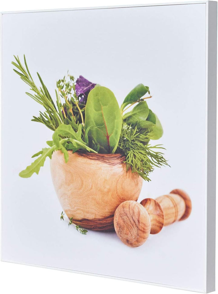 levandeo Wandbild 50x50cm PVC Rahmen Weiss Küche Kräuter Küchendeko Wanddeko Bild Deko