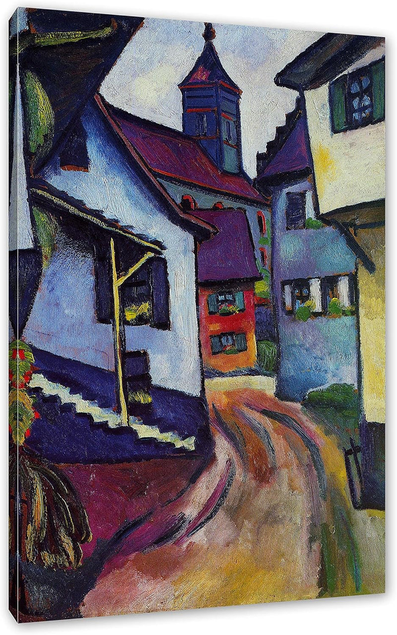 Generisch August Macke - Strasse mit Kirche in Kandern als Leinwandbild / Grösse: 100x70 cm / Wandbi