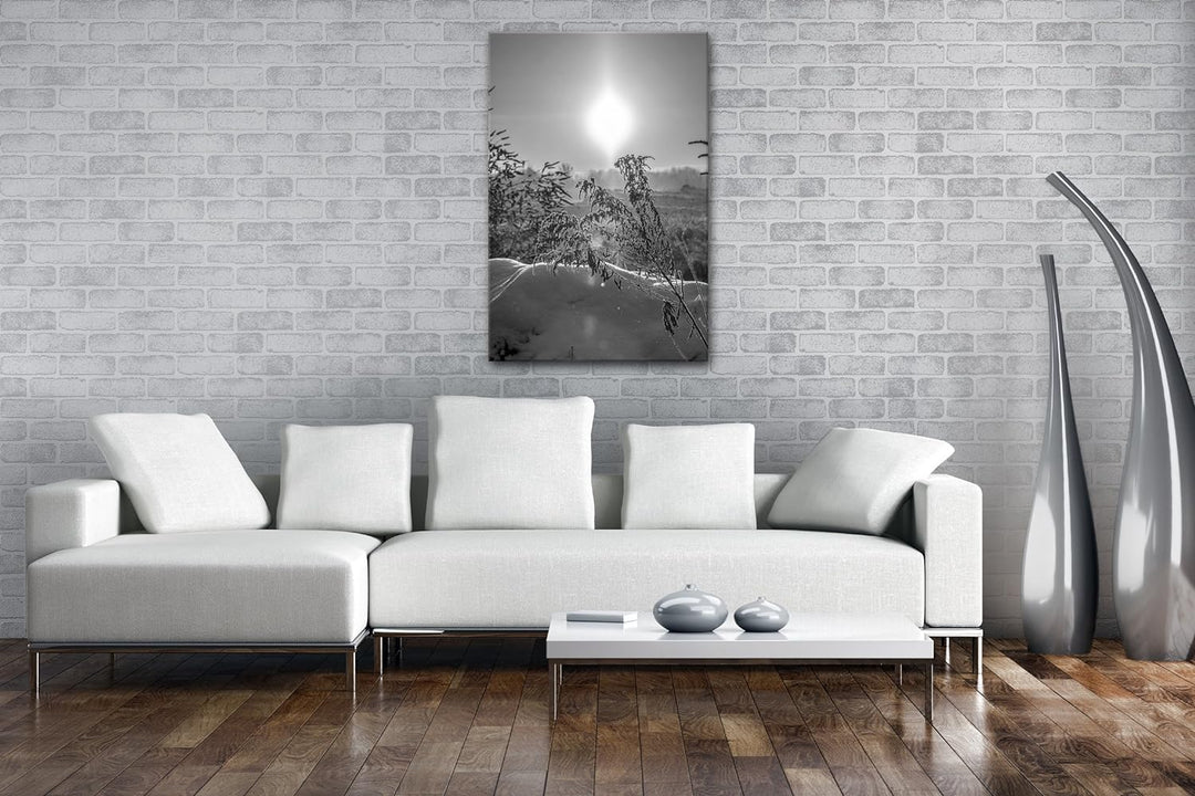 deyoli schneebedeckte Landschaft Format: 80x60 Effekt: Schwarz/Weiss als Leinwand, Motiv fertig gera