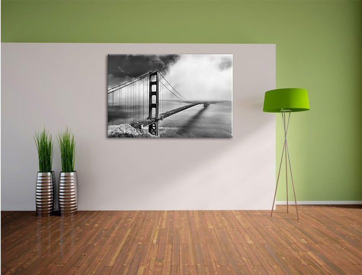 Pixxprint Golden Gate Bridge San Francisco / 100x70cm Leinwandbild bespannt auf Holzrahmen/Wandbild