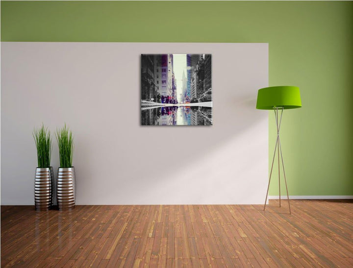 Pixxprint Times Square in New York schwarz/weiss, Format: 70x70 auf Leinwand, 70x70