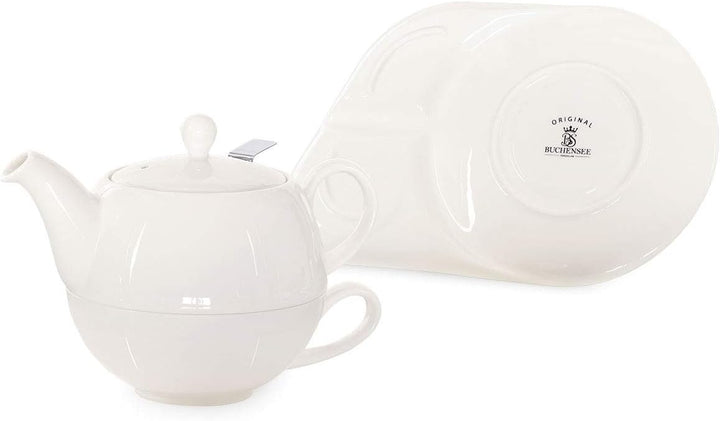 Buchensee Tea for One mit Sieb Lena 500ml aus Crystal Bone China Porzellan in fein-cremigem Weiss. T