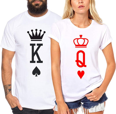 King Queen Herz - Partner-T-Shirt Damen und Herren - 2 Stück - Couple-Shirt Geschenk Set für Verlieb