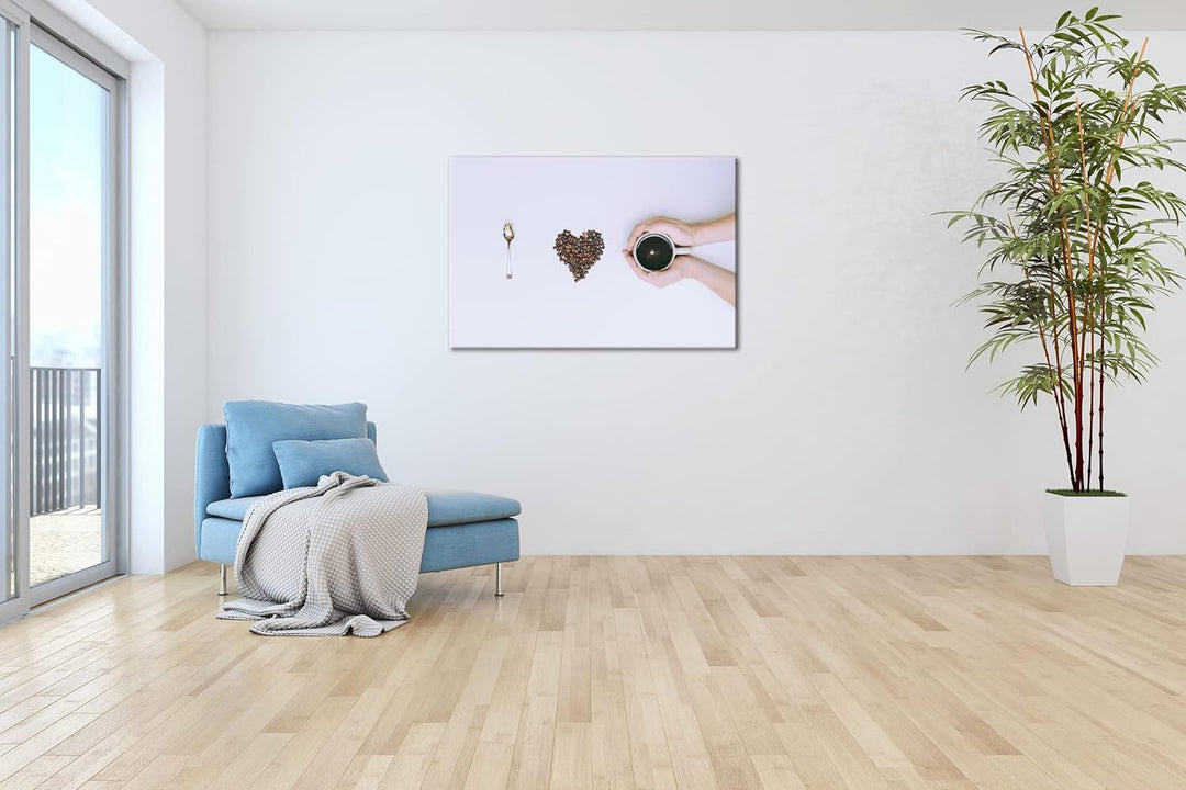 deyoli Kaffeebohnen in kreativer Herzform im Format: 80x60 als Leinwandbild, Motiv fertig gerahmt au