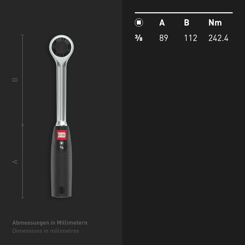 INBUS® 74070 Ratsche 3/8", mit Feinverzahnung (72 Zähne), 3/8"
