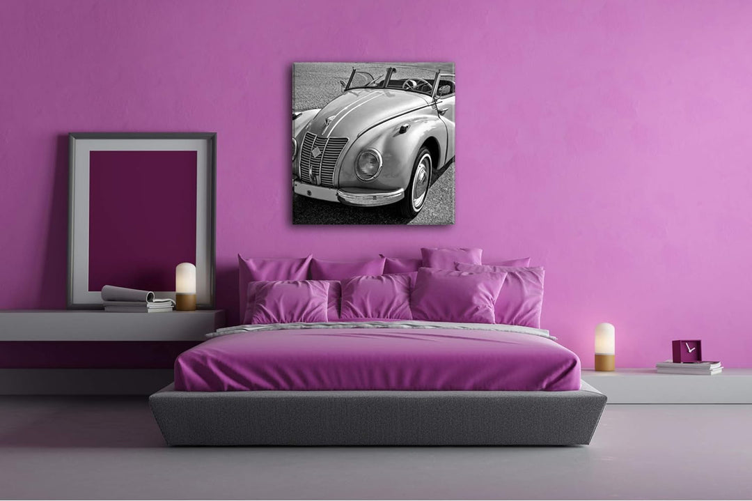 deyoli Alter Oldtimer Klassiker Format: 70x70 Effekt: Schwarz&Weiss als Leinwandbild, Motiv auf Echt