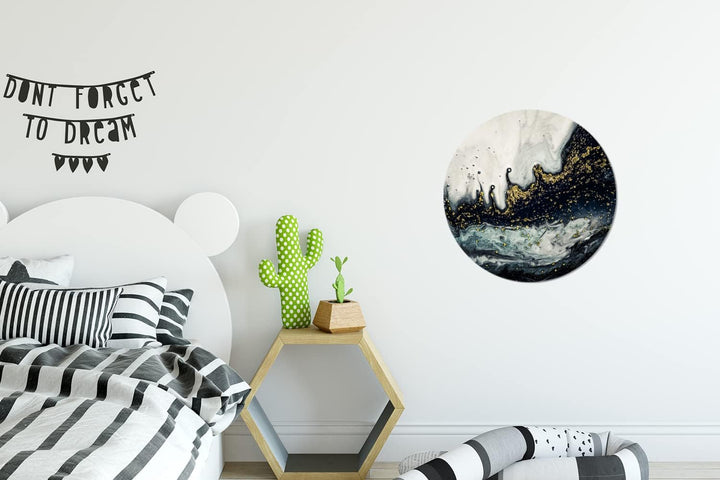 MuchoWow Wandbild Rund Wanddeko Deko Wohnzimmer Bilder 30x30 cm Marmor - Abstrakt - Gold - Luxus, 30