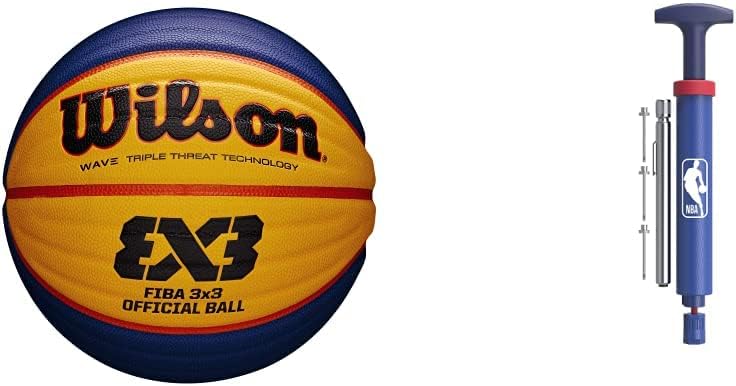 Wilson Unisex-Adult FIBA 3X3 MINI RUBBER BASKETBALL Spielball Bundle mit Ballpumpen-Set, Spielball B