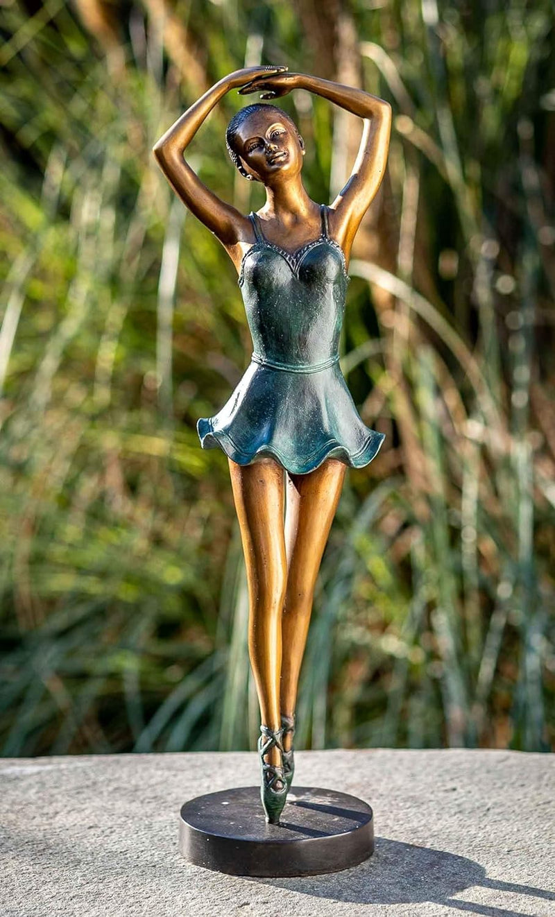 IDYL Bronze-Skulptur Ballerina | 48x15x12 cm | Klassische Bronze-Figur handgefertigt | Gartenskulptu