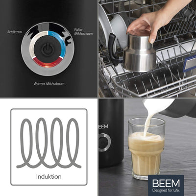 BEEM MILK-PERFECT Induktions-Milchaufschäumer - 260ml | Induktion | 3 Programme | Cappuccino Latte M