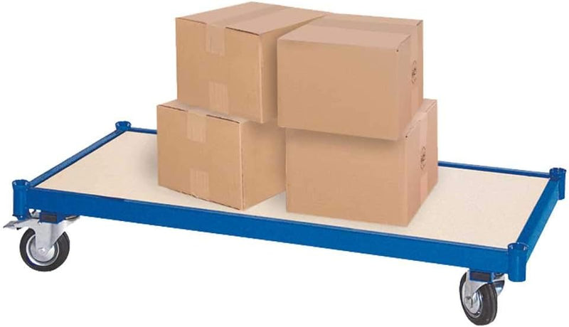 Plattformwagen, LxBxH 1000x500x180 mm, 250 kg Tragkraft, 4 Lenkrollen, 2 mit Feststellbremsen