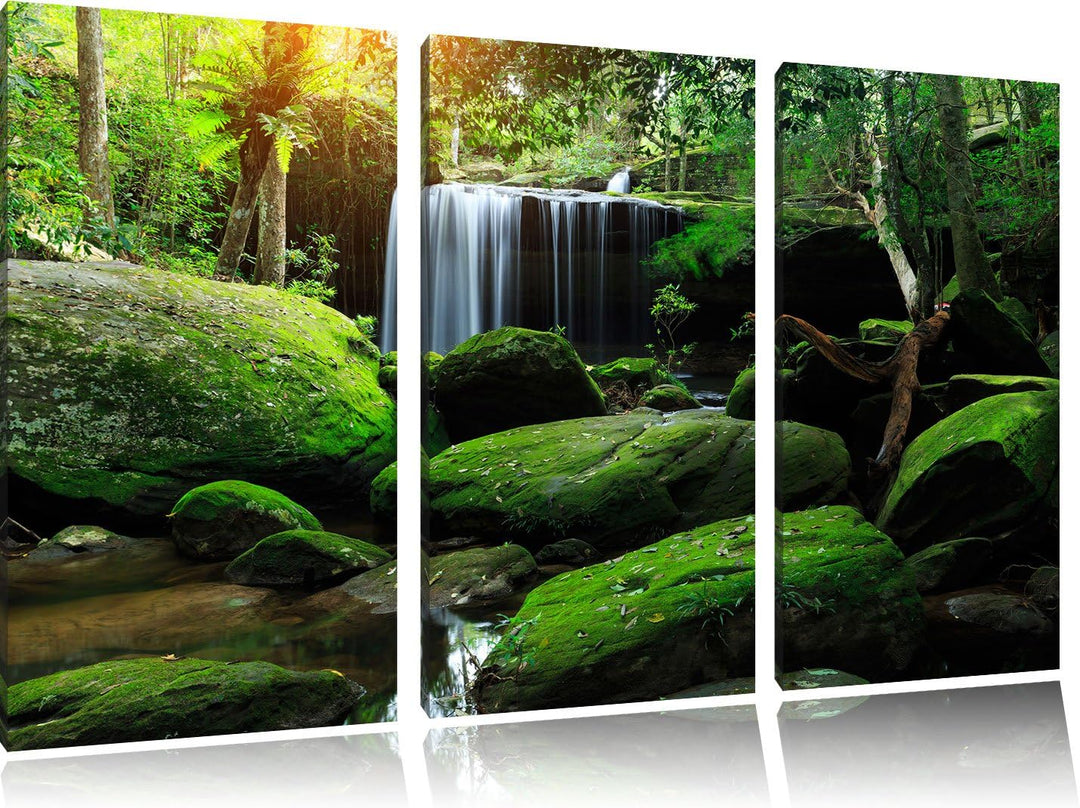 Pixxprint Regenwald in Thailand als Leinwandbild - Grösse: 3-Teilig (120x80cm) - Wandbild - Kunstdru