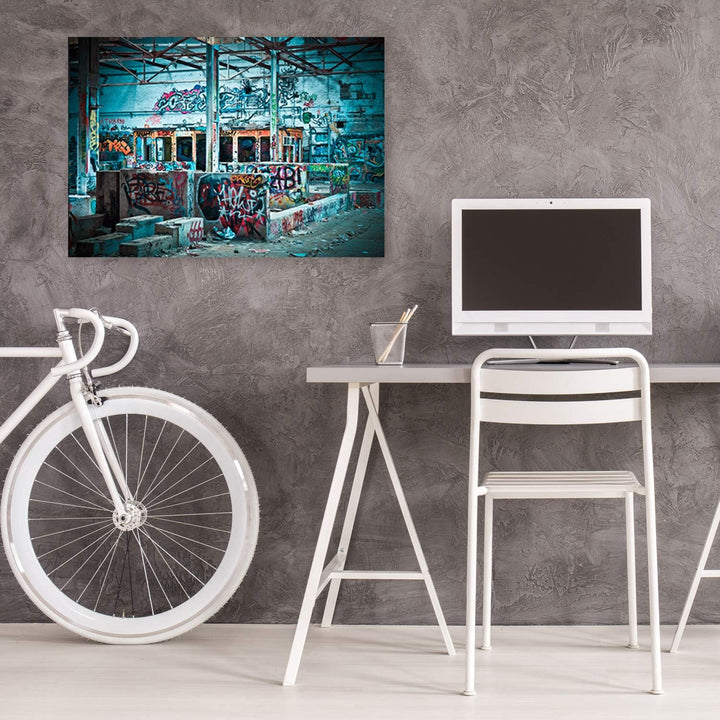 Feeby Wanddeko Graffiti Leinwandbild Kunstdruck Street Art Blau 90x60 cm M14502 90x60 cm, M14502 90x