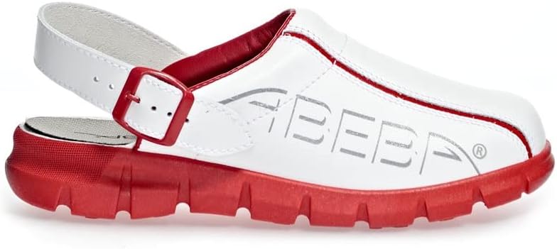 Abeba Berufsschuh-Clog 7313 – 35 Dynamic Pantoffeln, mehrfarbig, 7313-35, weiss/rot mit aufdruck 35