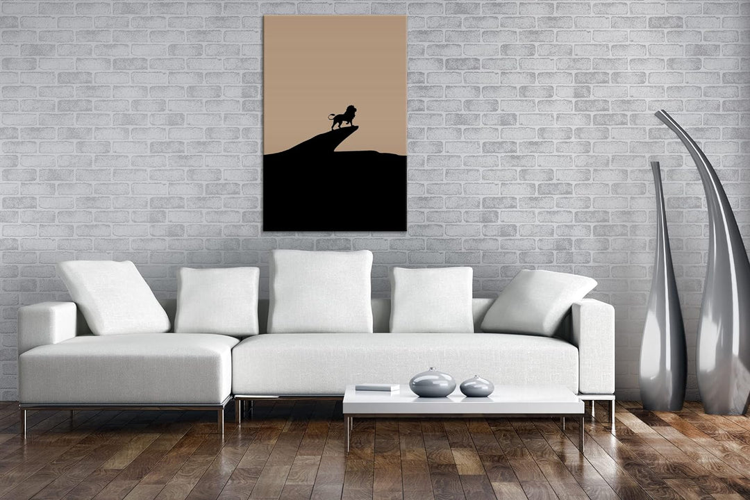 deyoli Löwe auf steinernen Felsen Format: 80x60 Effekt: Sepia als Leinwandbild, Motiv fertig gerahmt