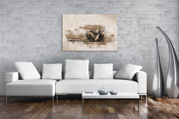 deyoli Illustration einer Lotusblume Format: 80x60 Effekt: Sepia als Leinwandbild, Motiv fertig gera